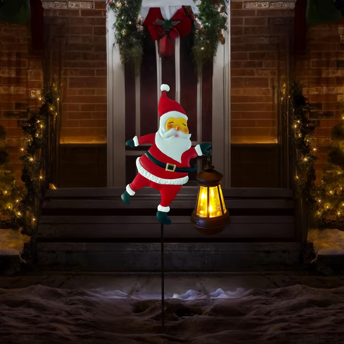 GlowFest Solar Festive Lantern Hero - Decorative Lights - Festive Santa Claus Figurine with Lanterns, Energy-Efficient Outdoor Holiday Decor for Garden